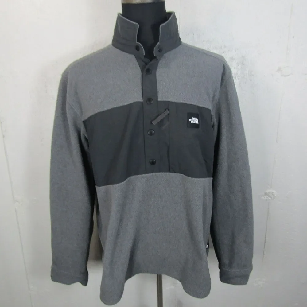 The North Face Denali Men's XL Gray Black Fleece Pullover Snap Front Jacket